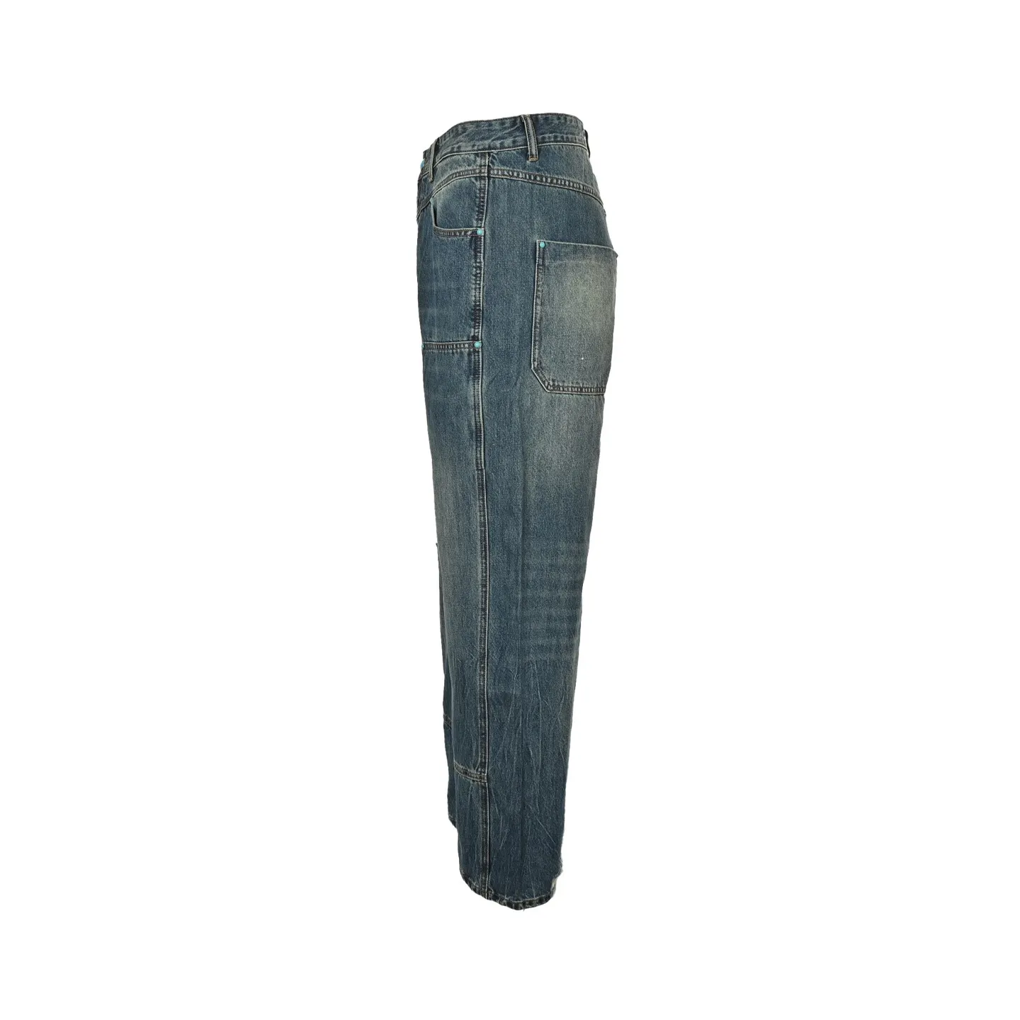 Louis Vuitton/Louis Vuitton 24Fw enamel button washed frayed work jeans